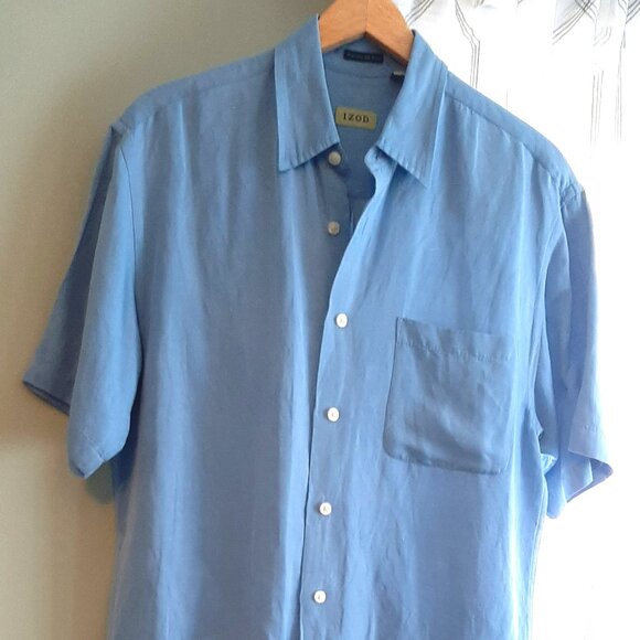 Izod Tropical Waters Men's Button Down Washable Silk Blend Shirt Size M - Picture 1 of 6